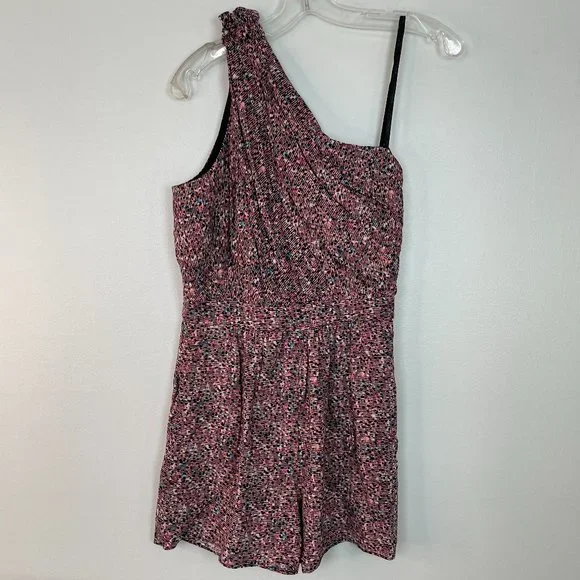 BCBGeneration Romper 2 Pink Black Pleated One Shoulder Pockets BCBG Women's - Picture 1 of 14